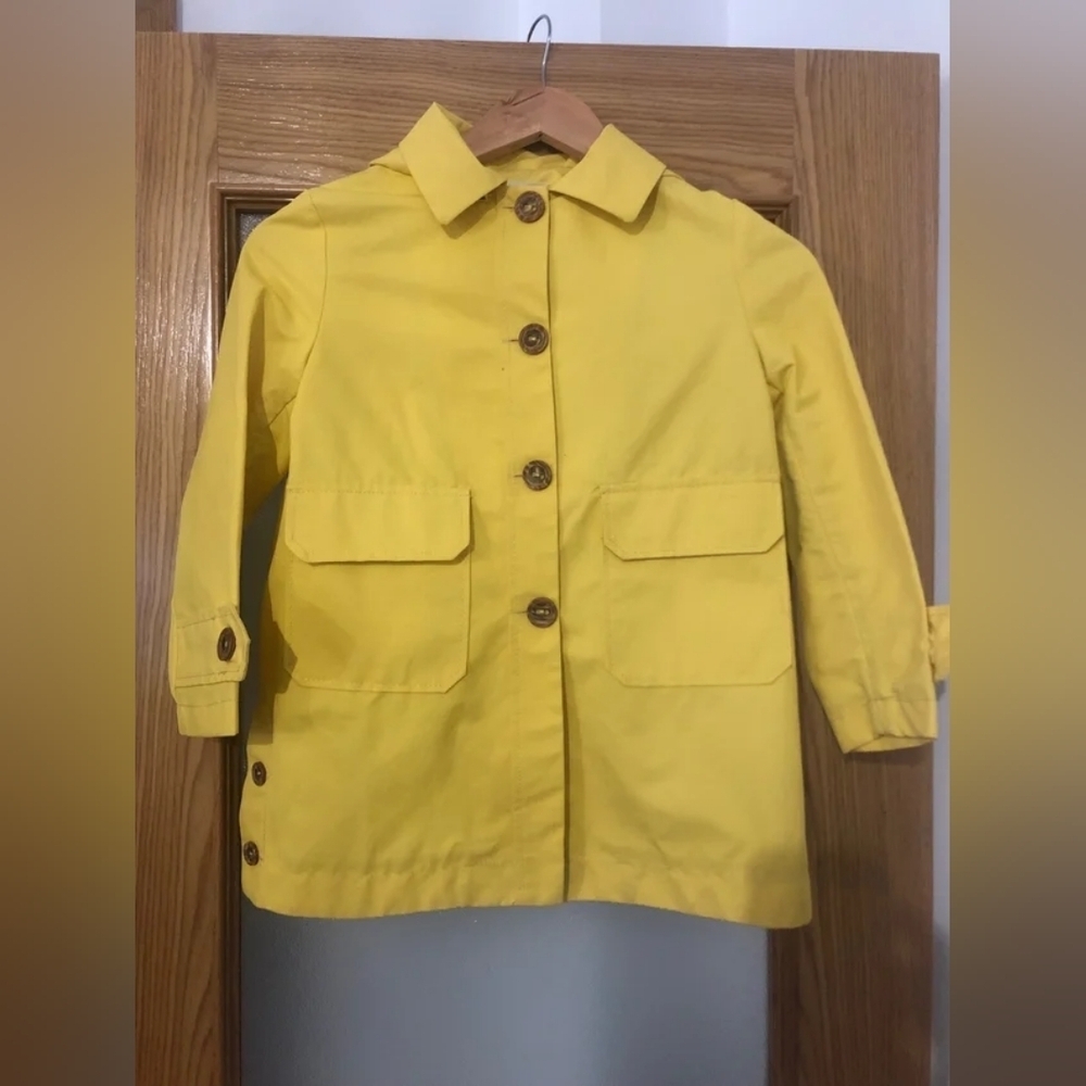 Zara Yellow Button-Up Raincoat Jacket Girls Size 10